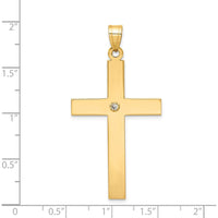 14K Yellow Gold Diamond Cross Pendant with Round-Cut Diamond - 0.03 Carat by Oro Pregiato