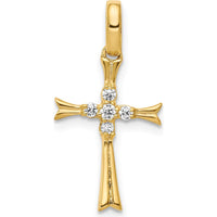 14K Yellow Gold Diamond Cross Pendant with Round Diamonds - 0.02 Carat Total Diamond Weight by Monteluci Fine Jewelry
