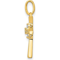 14K Yellow Gold Diamond Cross Pendant with Round Diamonds - 0.02 Carat Total Diamond Weight by Monteluci Fine Jewelry