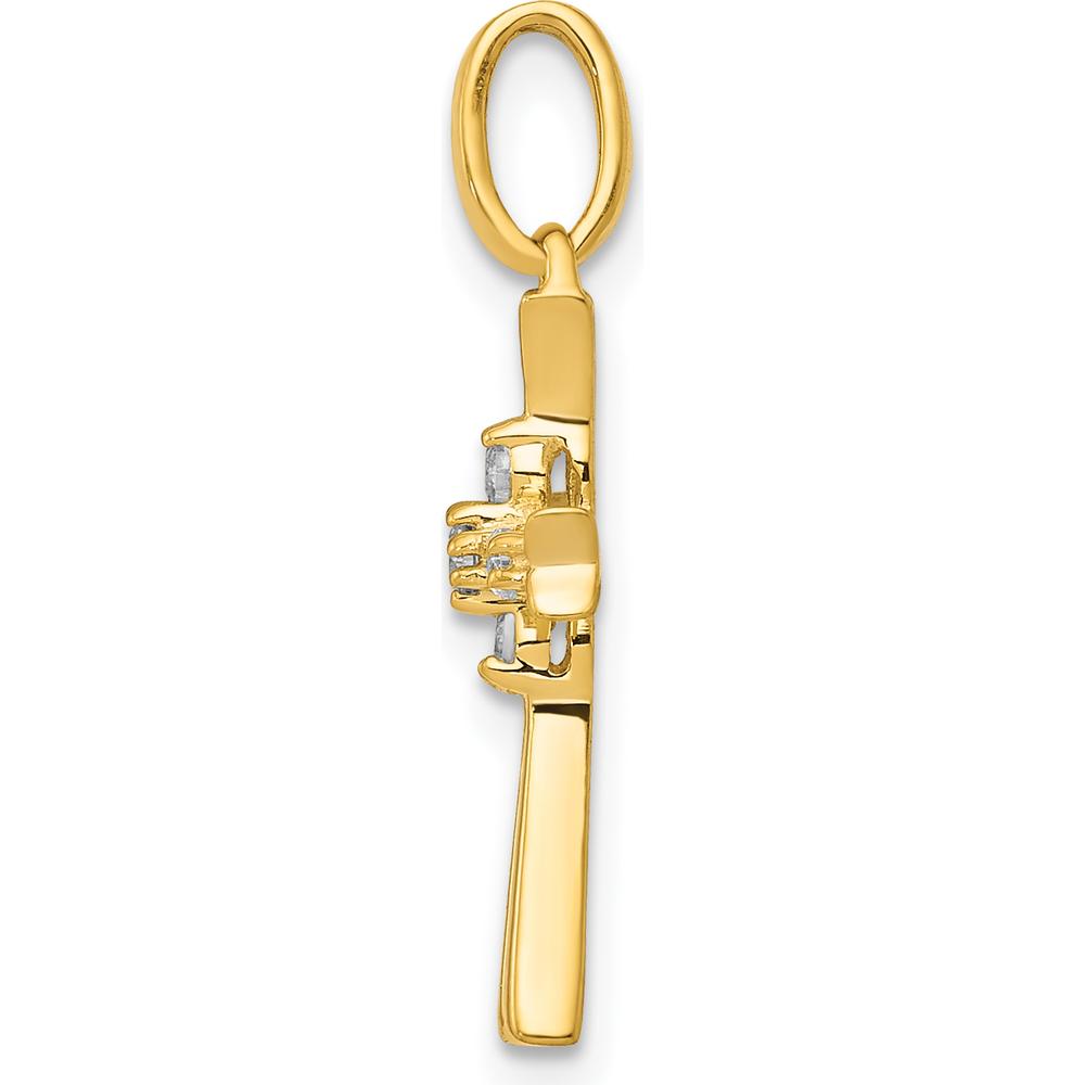 14K Yellow Gold Diamond Cross Pendant with Round Diamonds - 0.02 Carat Total Diamond Weight by Monteluci Fine Jewelry
