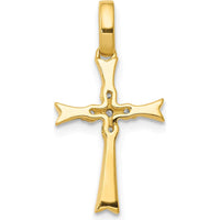 14K Yellow Gold Diamond Cross Pendant with Round Diamonds - 0.02 Carat Total Diamond Weight by Monteluci Fine Jewelry