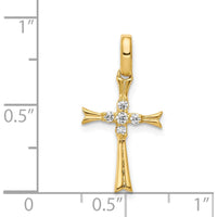 14K Yellow Gold Diamond Cross Pendant with Round Diamonds - 0.02 Carat Total Diamond Weight by Monteluci Fine Jewelry
