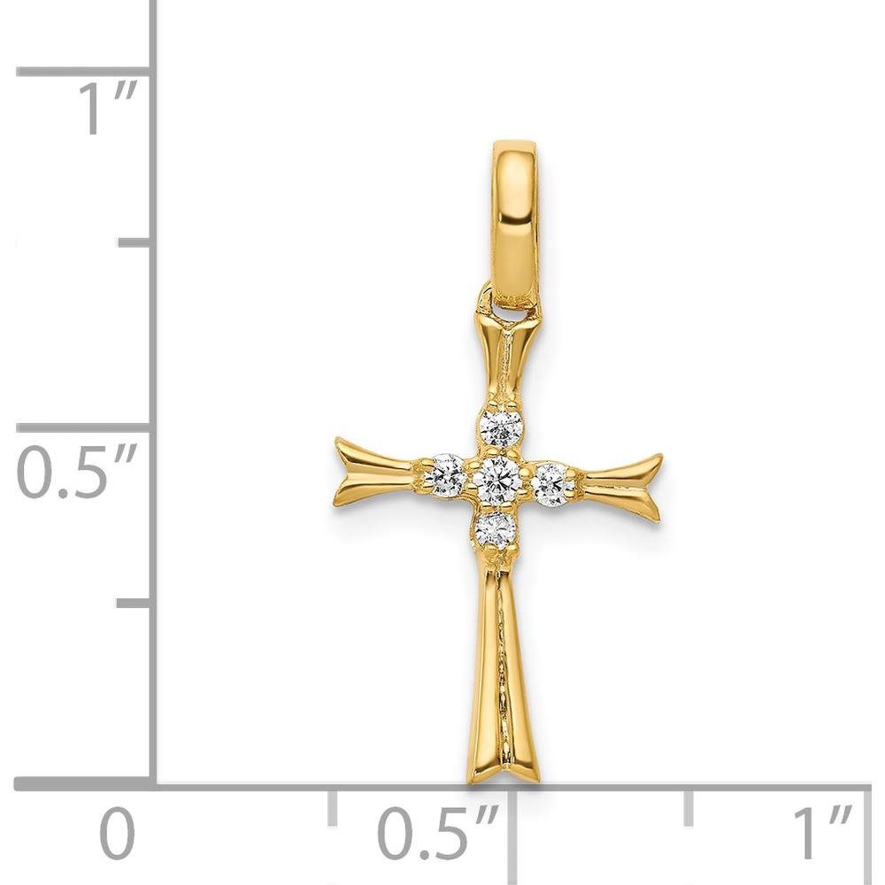 14K Yellow Gold Diamond Cross Pendant with Round Diamonds - 0.02 Carat Total Diamond Weight by Monteluci Fine Jewelry