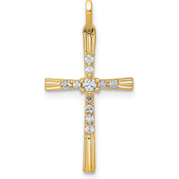 14K Yellow Gold Diamond Cross Pendant with Round Natural Diamonds - 0.10 Carat Total Diamond Weight by Oro Pregiato