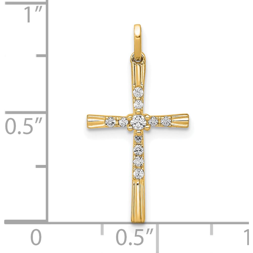 14K Yellow Gold Diamond Cross Pendant with Round Natural Diamonds - 0.10 Carat Total Diamond Weight by Oro Pregiato