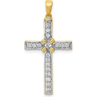 14K Yellow Gold Diamond Cross Pendant with Round Natural Diamonds - 0.33 Carat Total Diamond Weight by Monteluci Fine Jewelry