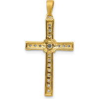 14K Yellow Gold Diamond Cross Pendant with Round Natural Diamonds - 0.33 Carat Total Diamond Weight by Monteluci Fine Jewelry