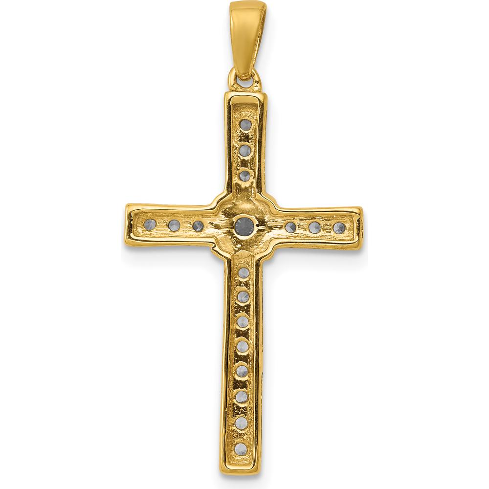 14K Yellow Gold Diamond Cross Pendant with Round Natural Diamonds - 0.33 Carat Total Diamond Weight by Monteluci Fine Jewelry