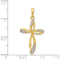 14K Yellow Gold Diamond Cross Pendant with Round Natural Diamonds - 1/10 Carat Total Diamond Weight by Monteluci Fine Jewelry