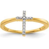 14K Yellow Gold Diamond Cross Ring with 12 Round Diamonds - 0.072 Carat Total Diamond Weight by 0
