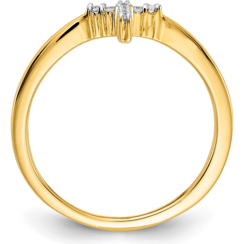 14K Yellow Gold Diamond Cross Ring with 12 Round Diamonds - 0.072 Carat Total Diamond Weight by 0