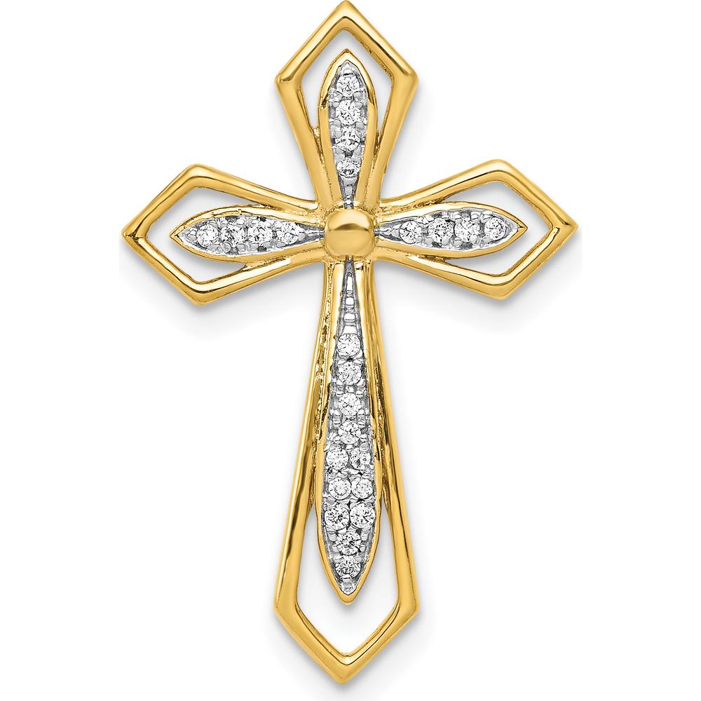 14K Yellow Gold Diamond Cross Slide Pendant - 0.007 Carat Total Diamond Weight by Monteluci Fine Jewelry