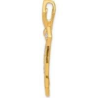 14K Yellow Gold Diamond Cross Slide Pendant - 0.007 Carat Total Diamond Weight by Monteluci Fine Jewelry