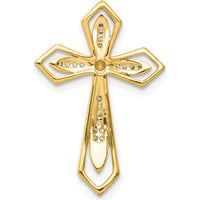 14K Yellow Gold Diamond Cross Slide Pendant - 0.007 Carat Total Diamond Weight by Monteluci Fine Jewelry