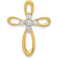 14K Yellow Gold Diamond Cross Slide Pendant with 1/5 Carat Natural Round Diamonds by Monteluci Fine Jewelry