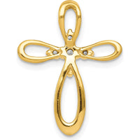 14K Yellow Gold Diamond Cross Slide Pendant with 1/5 Carat Natural Round Diamonds by Monteluci Fine Jewelry