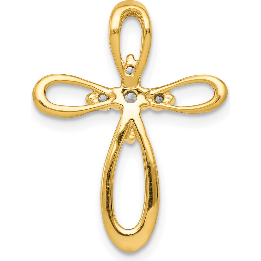 14K Yellow Gold Diamond Cross Slide Pendant with 1/5 Carat Natural Round Diamonds by Monteluci Fine Jewelry
