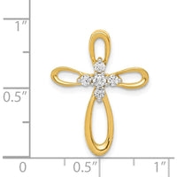 14K Yellow Gold Diamond Cross Slide Pendant with 1/5 Carat Natural Round Diamonds by Monteluci Fine Jewelry
