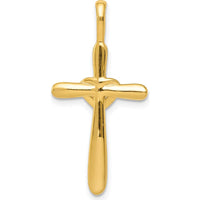 14K Yellow Gold Diamond Cross with Heart Pendant - 0.003 Carat Total Diamond Weight by Monteluci Fine Jewelry
