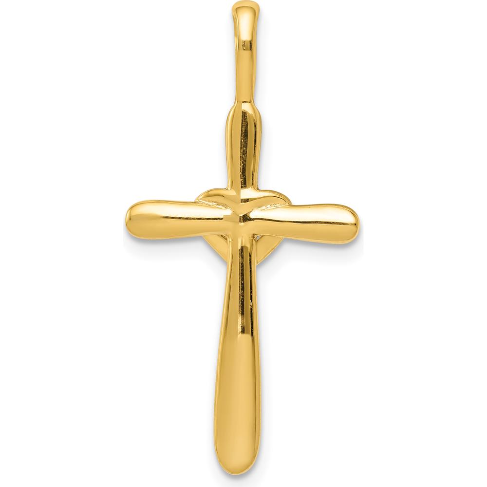 14K Yellow Gold Diamond Cross with Heart Pendant - 0.003 Carat Total Diamond Weight by Monteluci Fine Jewelry