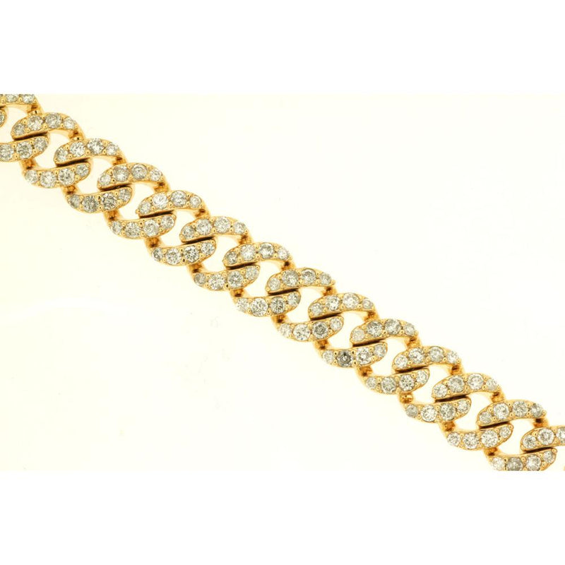 14K Yellow Gold Diamond Cuban Link Bracelet - 3.15 Carats Total Diamond Weight
