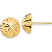 14K Yellow Gold Diamond-Cut 10mm Domed Post Earrings - Polished Finish by Oro Pregiato