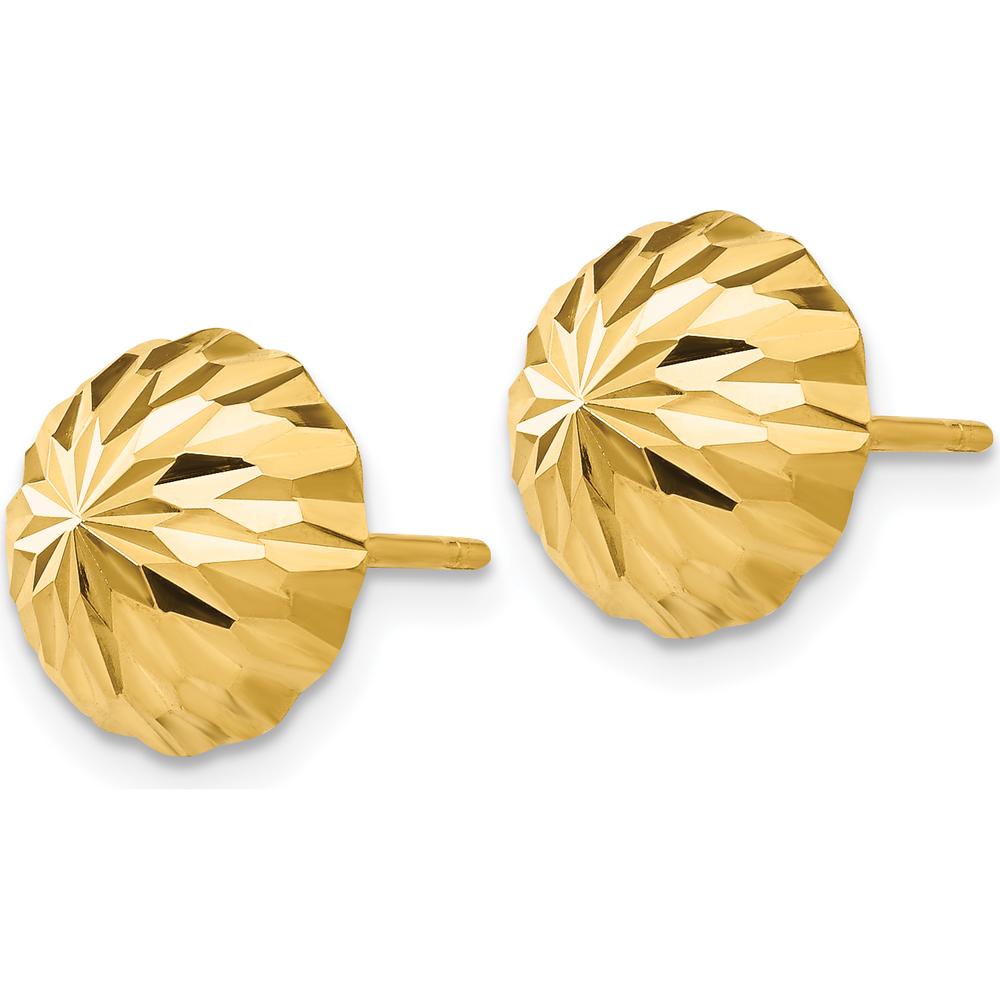 14K Yellow Gold Diamond-Cut 10mm Domed Post Earrings - Polished Finish by Oro Pregiato