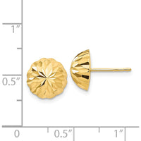 14K Yellow Gold Diamond-Cut 10mm Domed Post Earrings - Polished Finish by Oro Pregiato