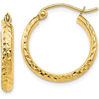 14K Yellow Gold Diamond-Cut 18mm Hollow Hoop Earrings with Polished Finish by 0