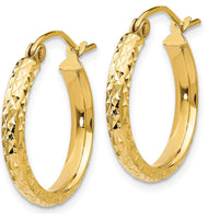 14K Yellow Gold Diamond-Cut 18mm Hollow Hoop Earrings with Polished Finish by 0