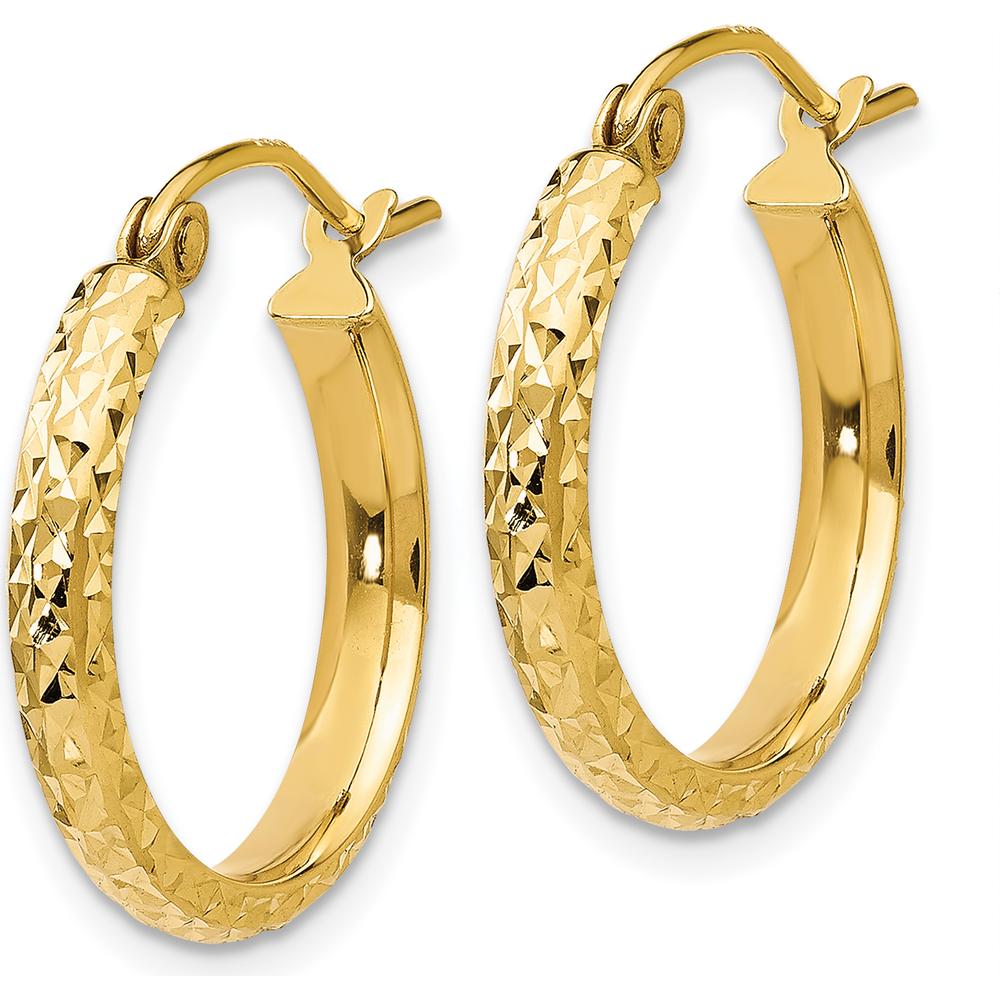 14K Yellow Gold Diamond-Cut 18mm Hollow Hoop Earrings with Polished Finish by 0