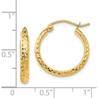 14K Yellow Gold Diamond-Cut 18mm Hollow Hoop Earrings with Polished Finish by 0