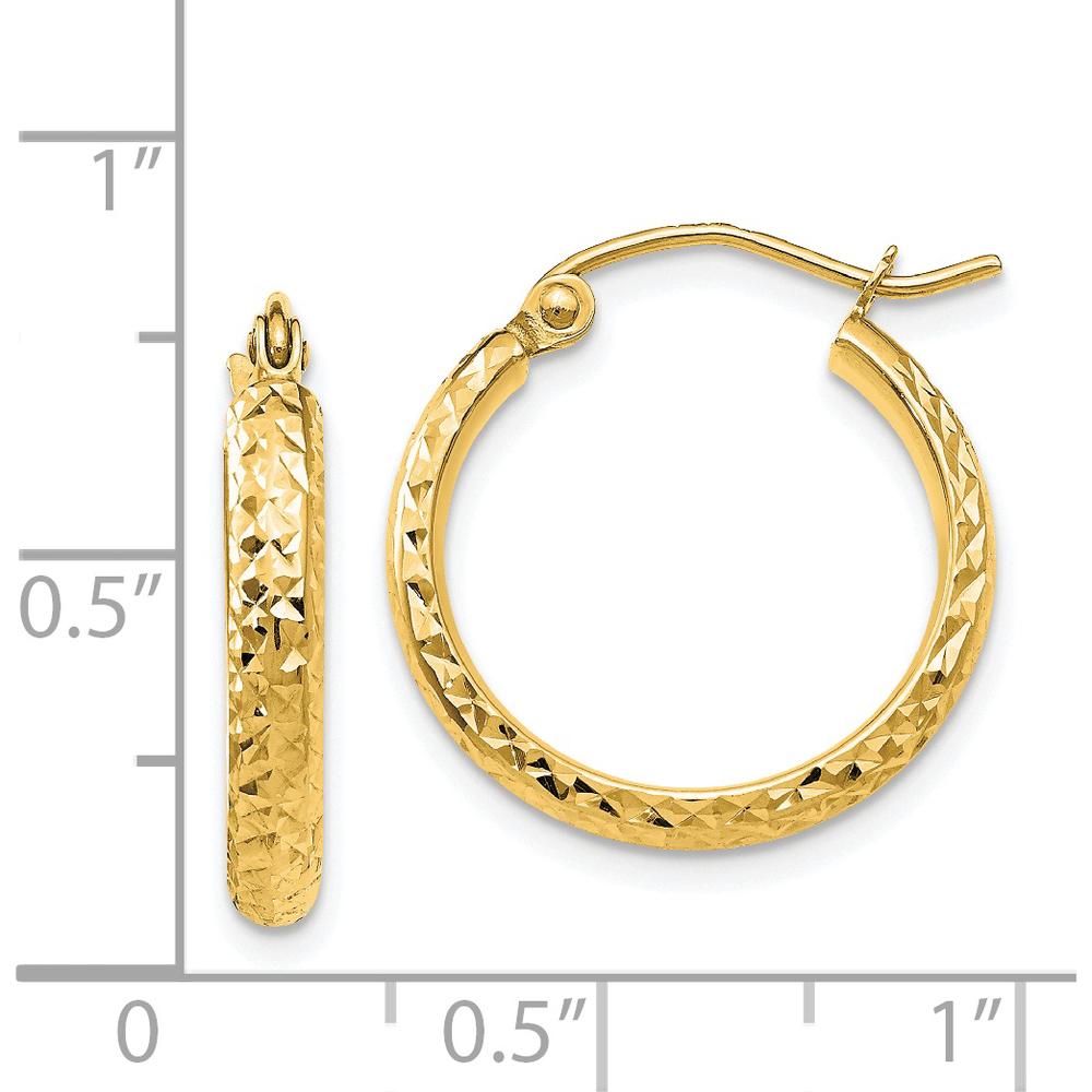 14K Yellow Gold Diamond-Cut 18mm Hollow Hoop Earrings with Polished Finish by 0