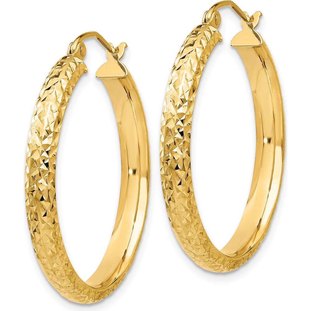 14K Yellow Gold Diamond-Cut 28mm Large Hoop Earrings by 0