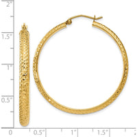 14K Yellow Gold Diamond-cut 38mm Hollow Hoop Earrings - Textured Polished Finish by 0