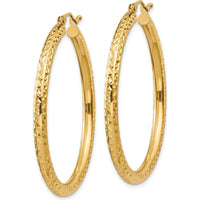 14K Yellow Gold Diamond-cut 40mm Hoop Earrings - Polished Finish by 0