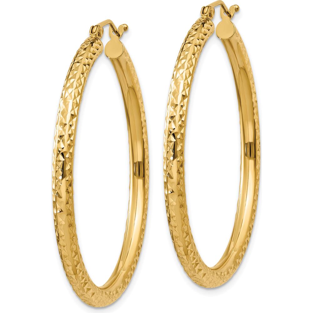 14K Yellow Gold Diamond-cut 40mm Hoop Earrings - Polished Finish by 0