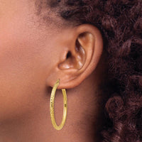 14K Yellow Gold Diamond-cut 40mm Hoop Earrings - Polished Finish by 0