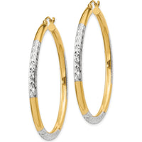 14K Yellow Gold Diamond-Cut 45mm Hoop Earrings with Rhodium Accents by 0