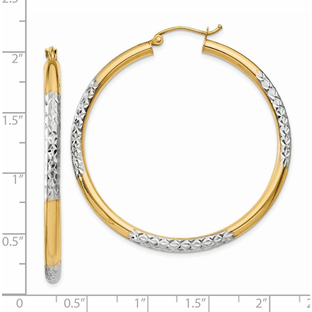 14K Yellow Gold Diamond-Cut 45mm Hoop Earrings with Rhodium Accents by 0