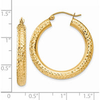 14K Yellow Gold Diamond-Cut 4mm Round Hoop Earrings - Polished Finish by 0