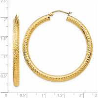14K Yellow Gold Diamond-Cut 4mm Round Hoop Earrings - Textured Polished Finish by 0