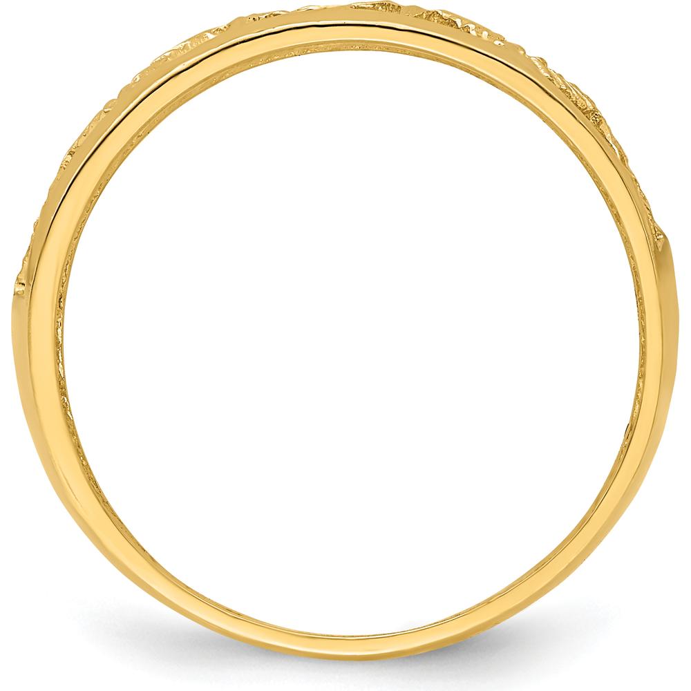 14K Yellow Gold Diamond-Cut 5 Heart Ring - 3.15mm Band Width by Oro Pregiato