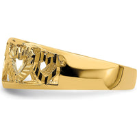 14K Yellow Gold Diamond-Cut 5 Heart Ring - 3.15mm Band Width by Oro Pregiato