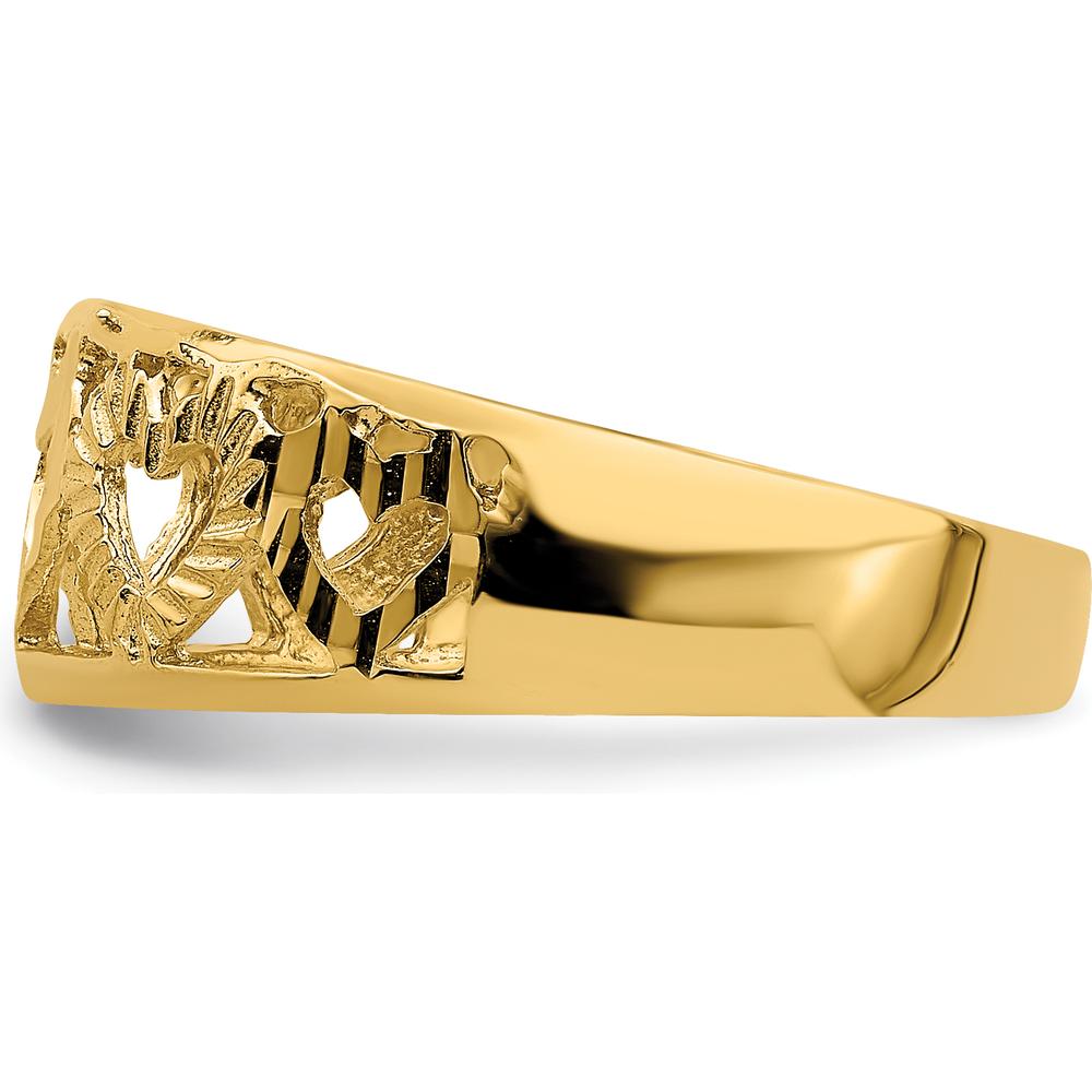 14K Yellow Gold Diamond-Cut 5 Heart Ring - 3.15mm Band Width by Oro Pregiato