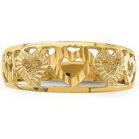 14K Yellow Gold Diamond-Cut 5 Heart Ring - 3.15mm Band Width by Oro Pregiato
