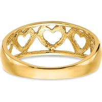 14K Yellow Gold Diamond-Cut 5 Heart Ring - 3.15mm Band Width by Oro Pregiato
