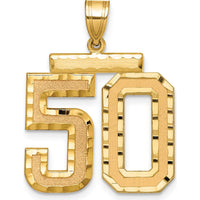 14K Yellow Gold Diamond-Cut "50" Charm Pendant - Brushed Finish by Oro Pregiato