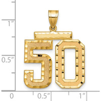14K Yellow Gold Diamond-Cut "50" Charm Pendant - Brushed Finish by Oro Pregiato
