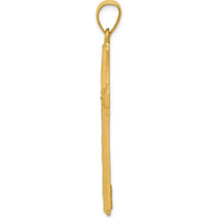 14K Yellow Gold Diamond Cut and Satin Cross Pendant - 47mm Length, 22mm Width by Oro Pregiato